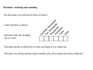 decimals ordering and rounding