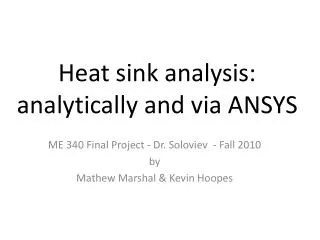 Heat sink analysis: analytically and via ANSYS