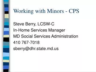 Working with Minors - CPS