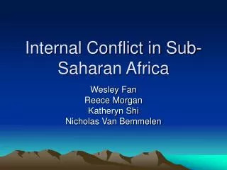 Internal Conflict in Sub-Saharan Africa