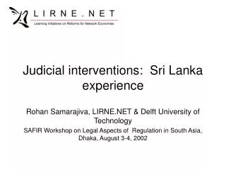 Judicial interventions: Sri Lanka experience