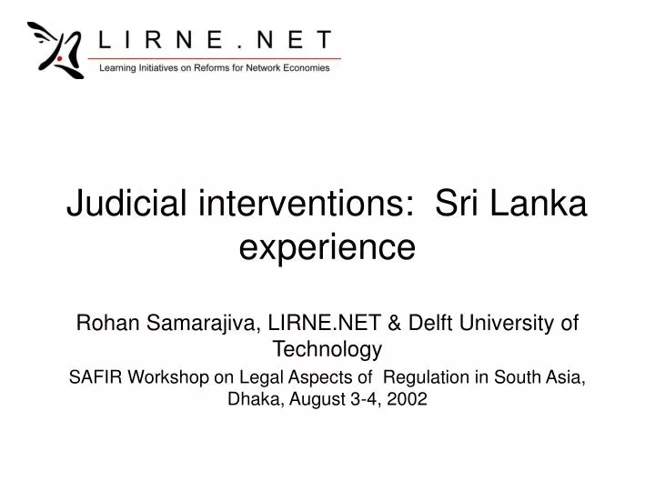 judicial interventions sri lanka experience