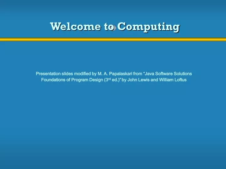 welcome to computing