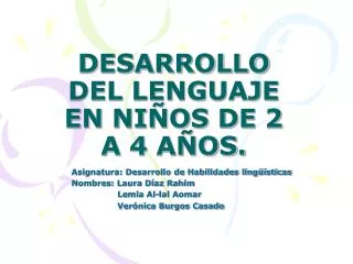 desarrollo del lenguaje en ni os de 2 a 4 a os