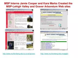 MSP Interns Jamie Cooper and Kara Marks Created the MSP-Lehigh Valley and Graver Arboretum Web sites