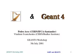 Pedro Arce (CERN/IFCA-Santander) Vladimir Ivantchenko (CERN/Budker Institute) GEANT4 Workshop 5th July 2001