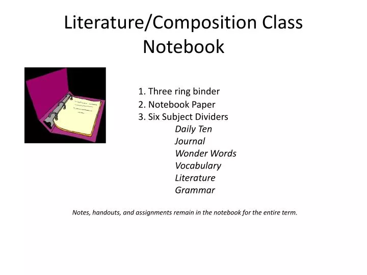 literature composition class notebook