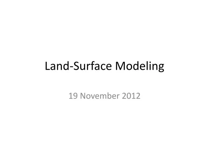 land surface modeling