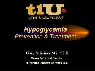 Gary Scheiner MS, CDE Owner &amp; Clinical Director, Integrated Diabetes Services LLC