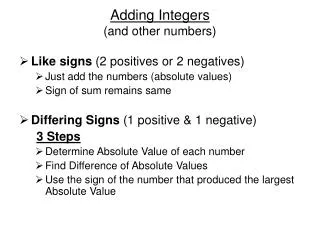 Adding Integers (and other numbers)