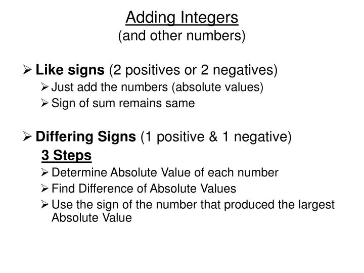 adding integers and other numbers