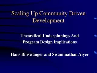 Scaling Up Community Driven Development