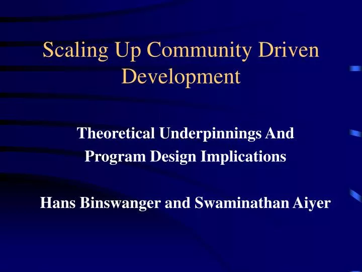 scaling up community driven development