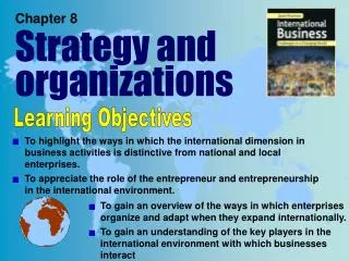 Chapter 8 Strategy and organizations