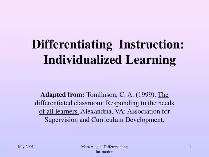 differentiating instruction individualized learning