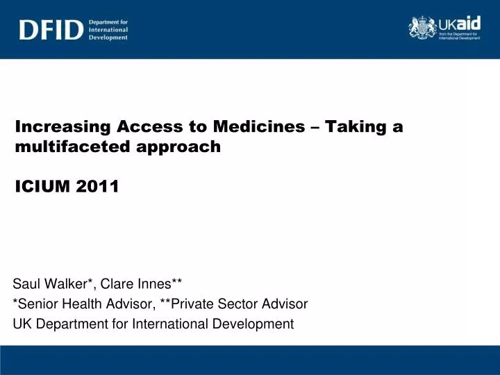increasing access to medicines taking a multifaceted approach icium 2011