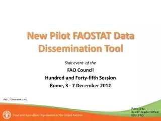 New Pilot FAOSTAT Data Dissemination Tool