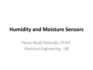 Humidity and Moisture Sensors