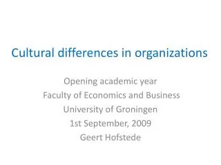 Cultural differences in organizations