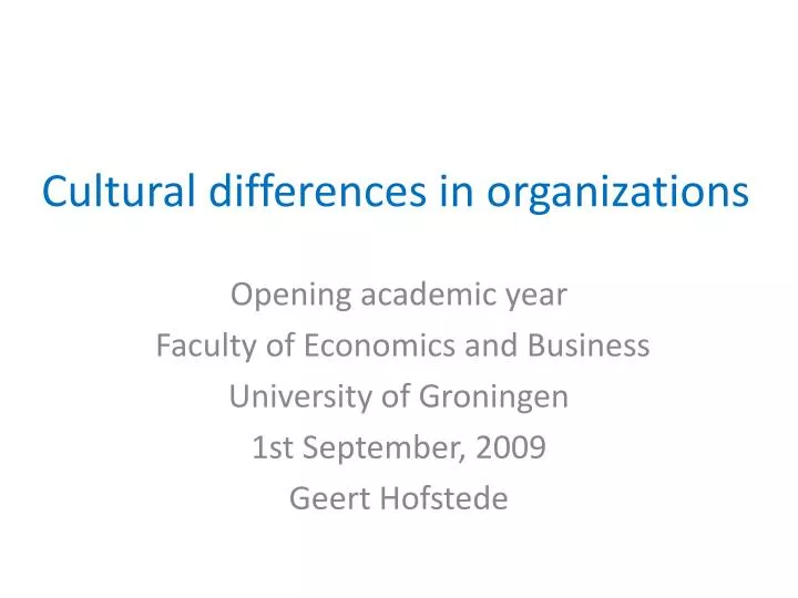 cultural differences in organizations