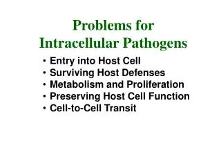 Problems for Intracellular Pathogens