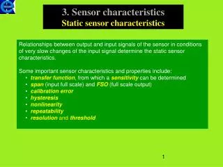 3. Sensor characteristics Static sensor characteristics