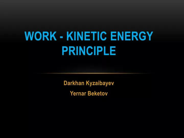 work kinetic energy principle