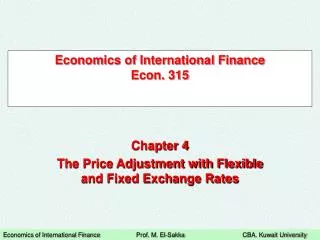 Economics of International Finance Econ. 315