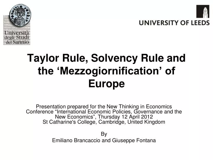 taylor rule solvency rule and the mezzogiornification of europe