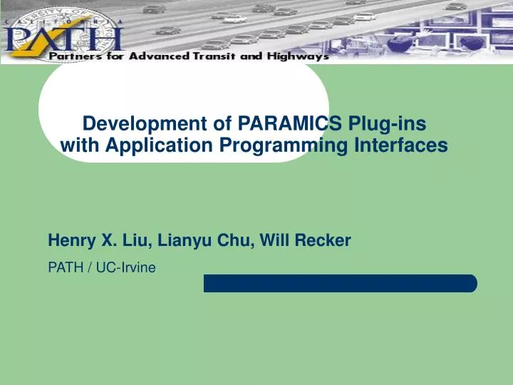 development of paramics plug ins with application programming interfaces