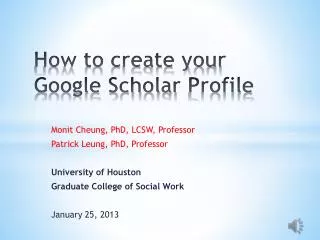 How to create your Google Scholar P rofile