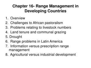 Chapter 16- Range Management in Developing Countries