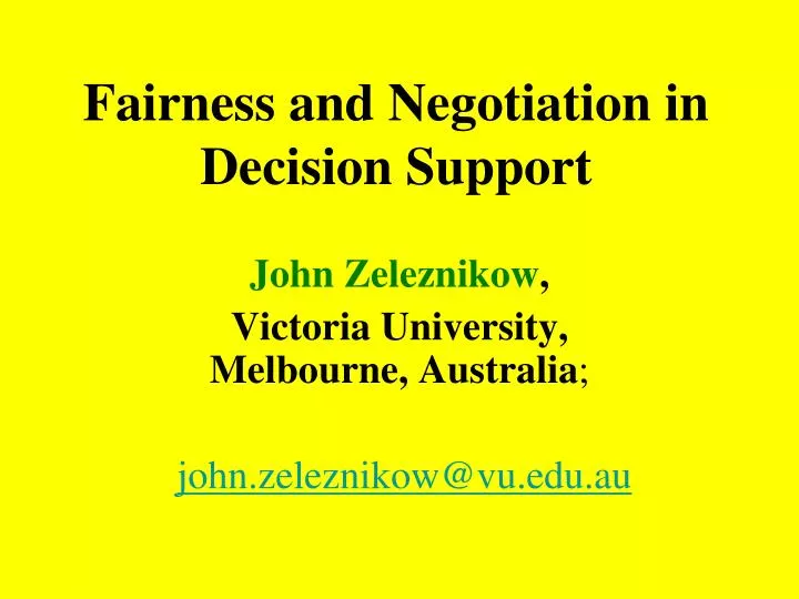 fairness and negotiation in decision support