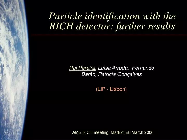particle identification with the rich detector further results