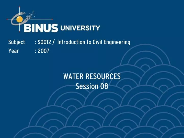 water resources session 08
