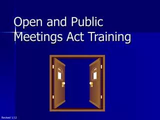 Open and Public Meetings Act Training