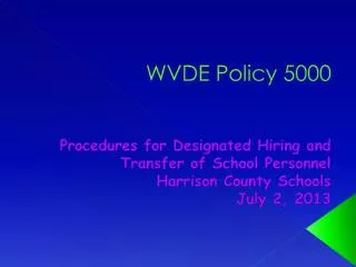WVDE Policy 5000
