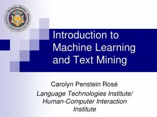 Introduction to Machine Learning and Text Mining