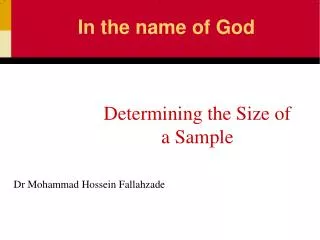 Determining the Size of a Sample
