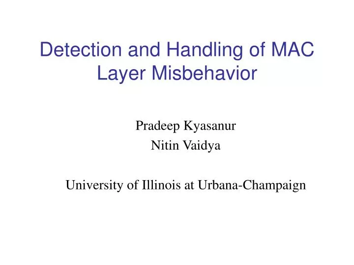 detection and handling of mac layer misbehavior