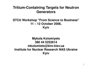 Tritium-Containing Targets for Neutron Generators