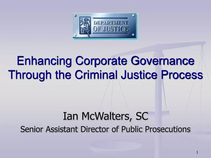 enhancing corporate governance through the criminal justice process