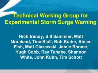 Technical Working Group for Experimental Storm Surge Warning
