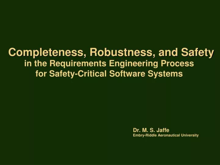 completeness robustness and safety