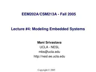 Lecture #4: Modeling Embedded Systems