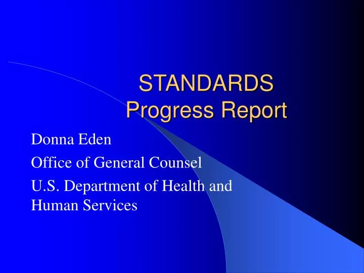 standards progress report