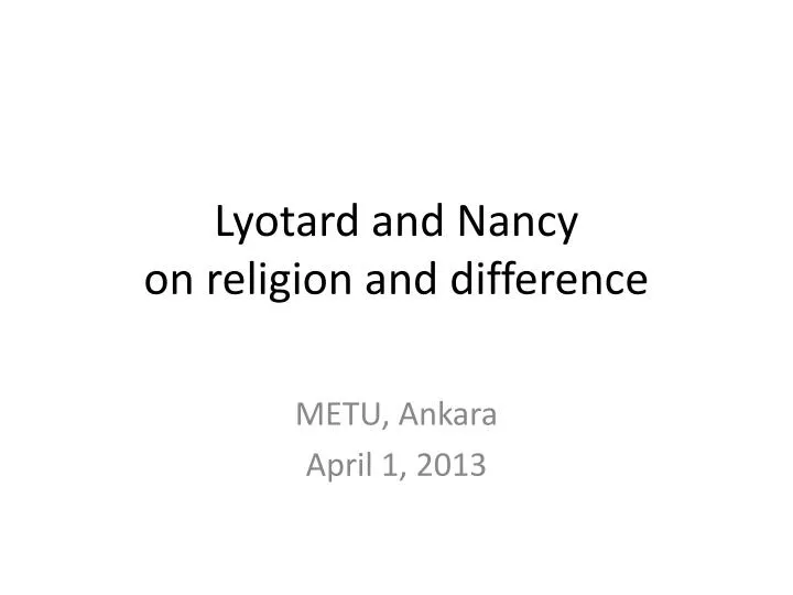 lyotard and nancy on religion and difference