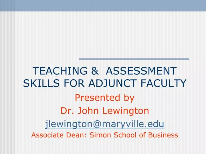 teaching assessment skills for adjunct faculty