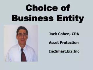 Choice of Business Entity