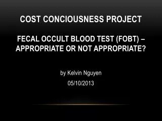 COST CONCIOUSNESS PROJECT
